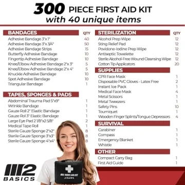M2 BASICS 300 Piece First Aid Kit Perfect for Any Emergency