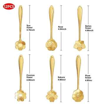 Stainless Steel Flower Coffee Spoon Set - 12 Unique Spoons