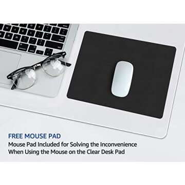 Clear Desk Pad Blotter on Top of Desks Office Table Protector Laptop Computer Keyboard Desktop Plastic PVC Transparent Non-Slip Desk Writing Mat Organizer Mouse Pad Included Waterproof 16 X 32 Inches