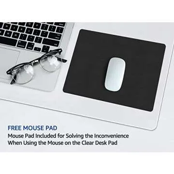 Clear Desk Pad Blotter on Top of Desks Office Table Protector Laptop Computer Keyboard Desktop Plastic PVC Transparent Non-Slip Desk Writing Mat Organizer Mouse Pad Included Waterproof 16 X 32 Inches