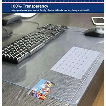 Clear Desk Pad Blotter on Top of Desks Office Table Protector Laptop Computer Keyboard Desktop Plastic PVC Transparent Non-Slip Desk Writing Mat Organizer Mouse Pad Included Waterproof 16 X 32 Inches