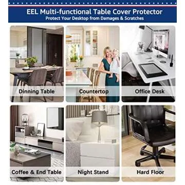 Clear Desk Pad Blotter on Top of Desks Office Table Protector Laptop Computer Keyboard Desktop Plastic PVC Transparent Non-Slip Desk Writing Mat Organizer Mouse Pad Included Waterproof 16 X 32 Inches