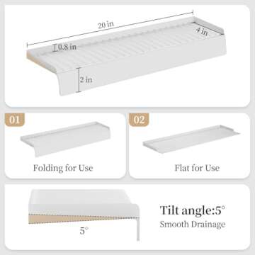 Silicon Sink Edge Protectors for Kitchen Sink, Kitchen Sink Splash Guard, Upgraded Design with Suction Cups, Silicon Sink Protector for Quartz, Granite, Bathtub Splash Guard (White, 20" x 4")