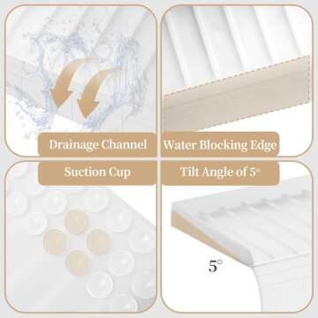 Silicon Sink Edge Protectors for Kitchen Sink, Kitchen Sink Splash Guard, Upgraded Design with Suction Cups, Silicon Sink Protector for Quartz, Granite, Bathtub Splash Guard (White, 20" x 4")