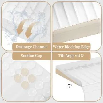 Silicon Sink Edge Protectors for Kitchen Sink, Kitchen Sink Splash Guard, Upgraded Design with Suction Cups, Silicon Sink Protector for Quartz, Granite, Bathtub Splash Guard (White, 20" x 4")