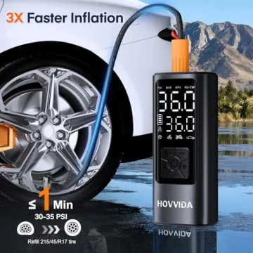 HOVVIDA Portable Tire Inflator - Fast Inflation & Versatile Use