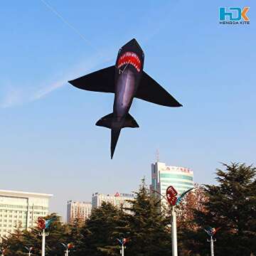 HENGDA KITE for Kids - Lifelike Black Shark Single Line Kite for Outdoor Flying Fun