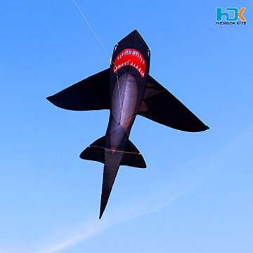 HENGDA KITE Lifelike Black Shark Kite for Kids Outdoor Fun
