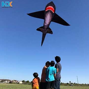 HENGDA KITE Lifelike Black Shark Kite for Kids Outdoor Fun