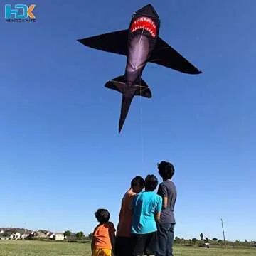 HENGDA KITE Lifelike Black Shark Kite for Kids Outdoor Fun