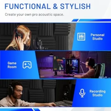 Focusound Acoustic Foam Panels - 24 Pack Wedge Design