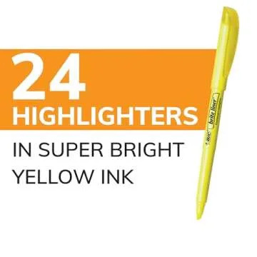 BIC Brite Liner Highlighters, Chisel Tip, 24-Count Pack of Yellow Highlighters, Ideal Highlighter Set for Organizing and Coloring