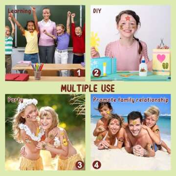 Partywind 38 Styles Glitter Metallic Temporary Tattoos for Kids, Hawaiian Luau Birthday Party Decorations, Tropic Pool Beach Party Supplies Favors for Kids Boys Girls Adults