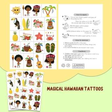 Partywind 38 Styles Glitter Metallic Temporary Tattoos for Kids, Hawaiian Luau Birthday Party Decorations, Tropic Pool Beach Party Supplies Favors for Kids Boys Girls Adults