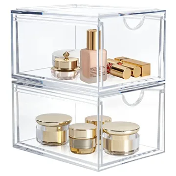 AMEITECH 2 Pack Clear Stackable Storage Drawer for Ultimate Organization