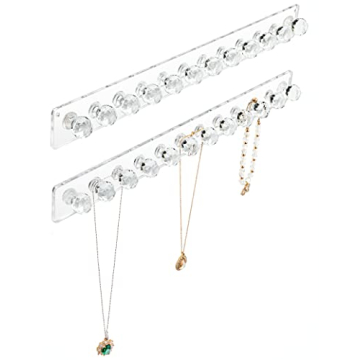 Heesch Acrylic Necklace Organizer - 2-Pack Clear Wall Mount Hanger