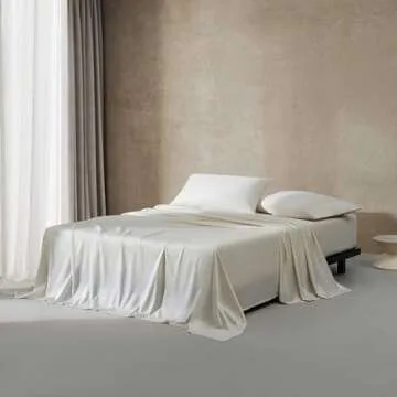 Calvin Klein - Queen Sheets, Cotton Sateen Bedding Set, Luxuriously Soft Home Decor (Pearl Edge Ivory, Queen)