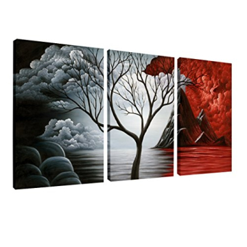 Wieco Art The Cloud Tree 3 Panels Canvas Wall Art