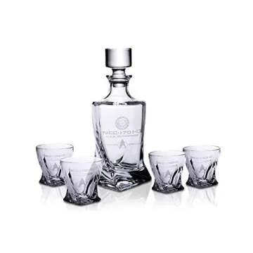 Star Trek: The Next Generation 5-Piece Whiskey Decanter Set | USS Enterprise Themed Party Shot Glass...