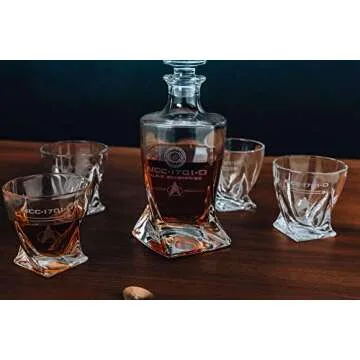 Star Trek: The Next Generation 5-Piece Whiskey Decanter Set | USS Enterprise Themed Party Shot Glasses For Home Barware Collection | Each Glass Holds 10 Ounces