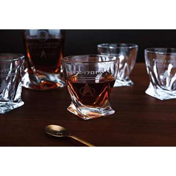 Star Trek: The Next Generation 5-Piece Whiskey Decanter Set | USS Enterprise Themed Party Shot Glasses For Home Barware Collection | Each Glass Holds 10 Ounces