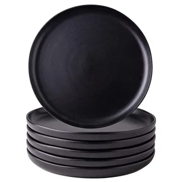 AmorArc Ceramic Dinner Plates Set of 6 - Elegant Wavy Rim, Microwave & Dishwasher Safe