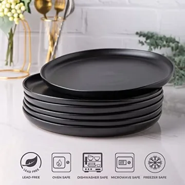AmorArc Ceramic Dinner Plates Set Elegant Wavy Rim Dishwasher Safe