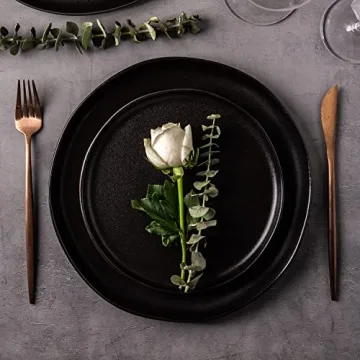 AmorArc Ceramic Dinner Plates Set Elegant Wavy Rim Dishwasher Safe