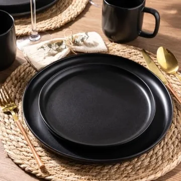 AmorArc Ceramic Dinner Plates Set Elegant Wavy Rim Dishwasher Safe