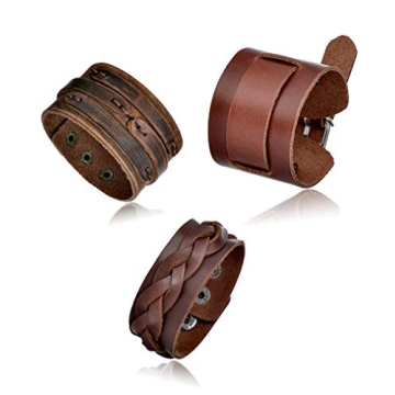 Tornito 3Pcs Leather Bracelet Set | Adjustable Braided Punk Style