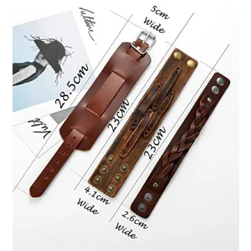 Tornito 3Pcs Adjustable Leather Bracelets for Men & Women