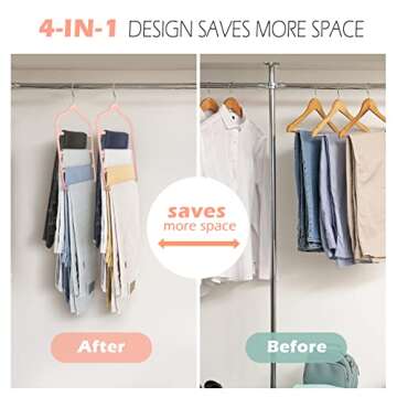 Velvet Pants Clothes Hanger Space Saving Non Slip Pants Shorts Hanger, Myfolrena Jeans Slack Trouser...