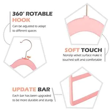 Velvet Pants Clothes Hanger Space Saving Non Slip Pants Shorts Hanger, Myfolrena Jeans Slack Trousers Hangers Multiple Velvet Hanger Closet Storage and Organization for Jeans,Scarf,Tie(Pink, 3)