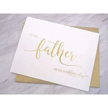 Set of 2 Gold Foil Wedding Day Cards with Gold Shimmer Envelopes, To My Mother on my Wedding Day Card, To My Father on my Wedding Day Card