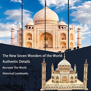 3D Wooden Puzzles for Adults,Kids Age 7+|moveable Taj Mahal Model Puzzle Kit with LED Light|DIY Model Building Kit Educational Parent -Child Games Birthday Father’s Day Boys Girls Gift 416 Pieces…