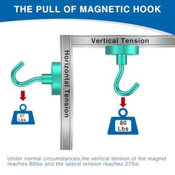 LOVIMAG Cruise Ship Essentials, 80Lb Magnetic Hooks for Cruise Cabins, Strong Magnetic Hooks for Hanging, Refrigerator, Celling, Grill, Fridge, Kitchen-12Pack