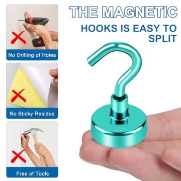 LOVIMAG Cruise Ship Essentials, 80Lb Magnetic Hooks for Cruise Cabins, Strong Magnetic Hooks for Hanging, Refrigerator, Celling, Grill, Fridge, Kitchen-12Pack