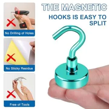 LOVIMAG Cruise Ship Essentials, 80Lb Magnetic Hooks for Cruise Cabins, Strong Magnetic Hooks for Hanging, Refrigerator, Celling, Grill, Fridge, Kitchen-12Pack