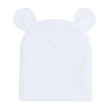 Duoyeree Baby Hat Newborn Hat Adorable Cotton Bear Ear Beanie Cap for Infant Girl Boy 0-6 Months, White