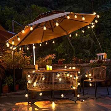 Mlambert 50Ft LED Outdoor String Lights G40 Globe Dimmable Patio Light, Waterproof Hanging String Li...