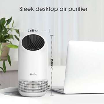 MOOKA Air Purifiers for Home Large Room 1095ft², H13 HEPA Filter Air Cleaner with USB Cable for Pets Smokers Remove Pollen Dust Smoke Dander for Bedroom Office Living Room, Night Light, M02