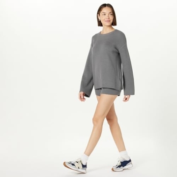 The Drop Women's Faith Ribbed Sweater Short - Charcoal XXS