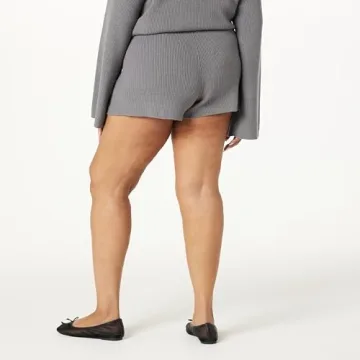 The Drop Women's Faith Ribbed Sweater Short - Charcoal XXS