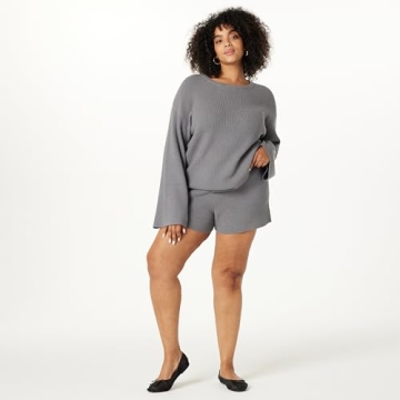 The Drop Women's Faith Ribbed Sweater Short - Charcoal XXS