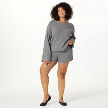 The Drop Women's Faith Ribbed Sweater Short - Charcoal XXS