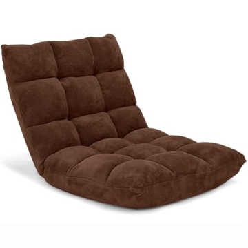 Giantex Floor Chair with Back Support, Folding Sofa Chair with 14 Adjustable Position, Padded Sleeper Bed, Couch Recliner, Floor Gaming Chair, Meditation Chair, Gaming Floor Chairs for Adults(Brown)