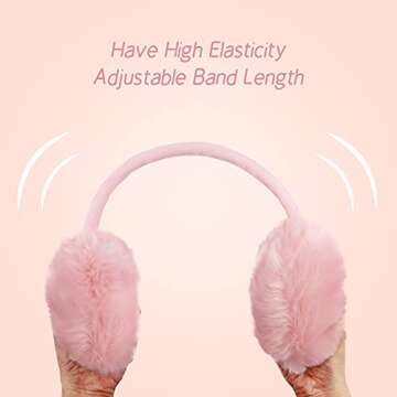 POXIMI Women Winter Earmuffs Girl Ski Adjustable Ear Covers for Kid Cute Bow Ear Warmer Outdoor Earmuff Fleece Lining (C-Pink, ONE SIZE)