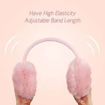 POXIMI Women Winter Earmuffs Girl Ski Adjustable Ear Covers for Kid Cute Bow Ear Warmer Outdoor Earmuff Fleece Lining (C-Pink, ONE SIZE)