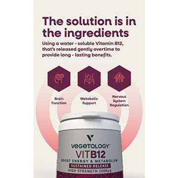 VEGETOLOGY Vitamin B12 Supplements – Vegan B12 Vitamins for Energy Support – VIT B12 Vitamin Sup...