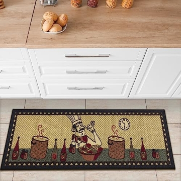 Chef Design Non-Slip Kitchen Runner Rug 20" x 59"